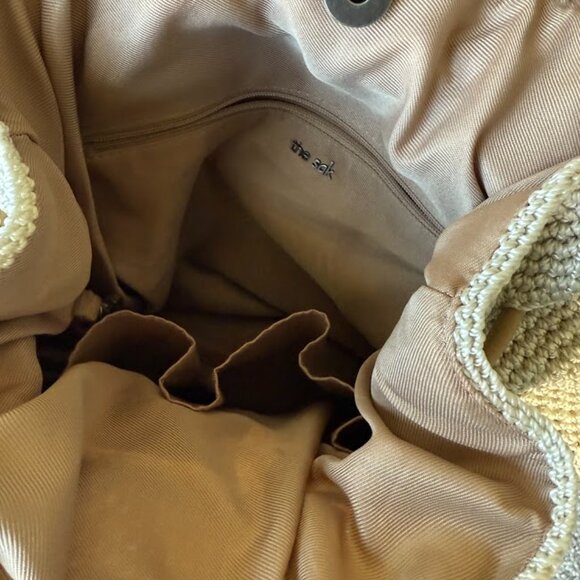 The Sak Cream Macrame Knit Backpack – Boho Neutral Woven Bag Purse - Picture 3 of 4